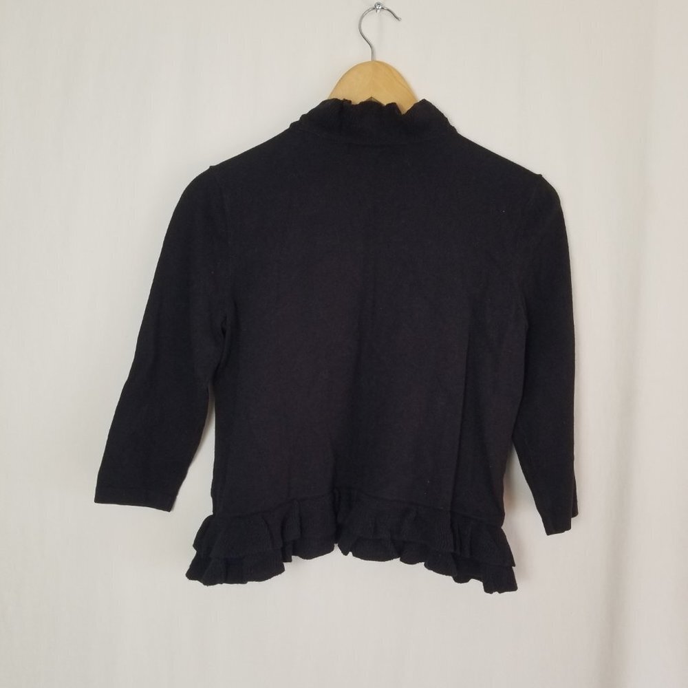 Style&Co  black 3/4 sleeve ruffle cardigan women's size Medium Petite (5… - Picture 8 of 10